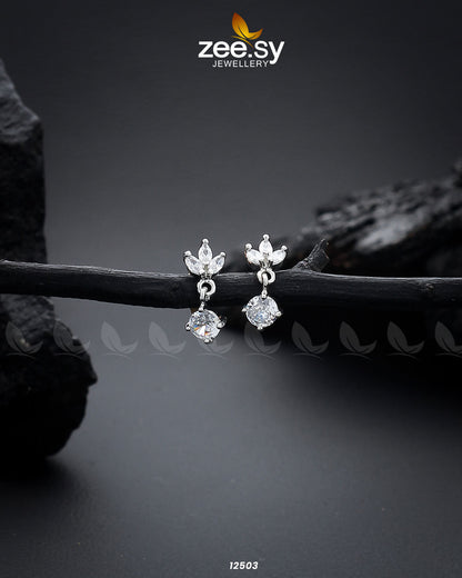 Tiny Leaf Earrings Silver