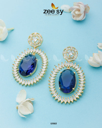 Victorian Earrings Golden Blue