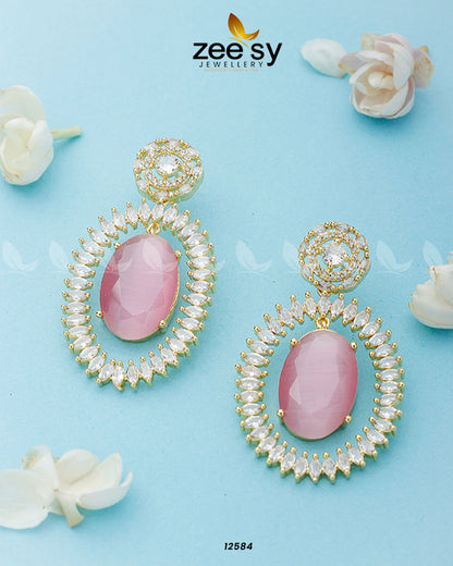 Victorian Earrings Golden Mint Pink