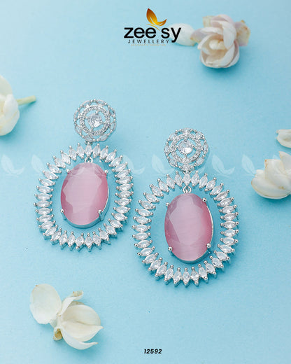 Victorian Earrings Silver Mint Pink