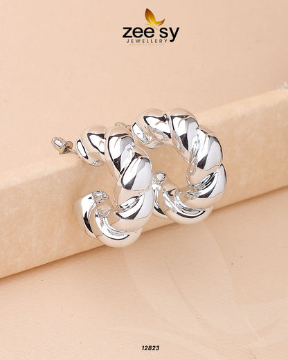 Twisted Hoop Earring Silver