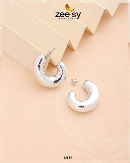 C-Type Stud Earrings Silver