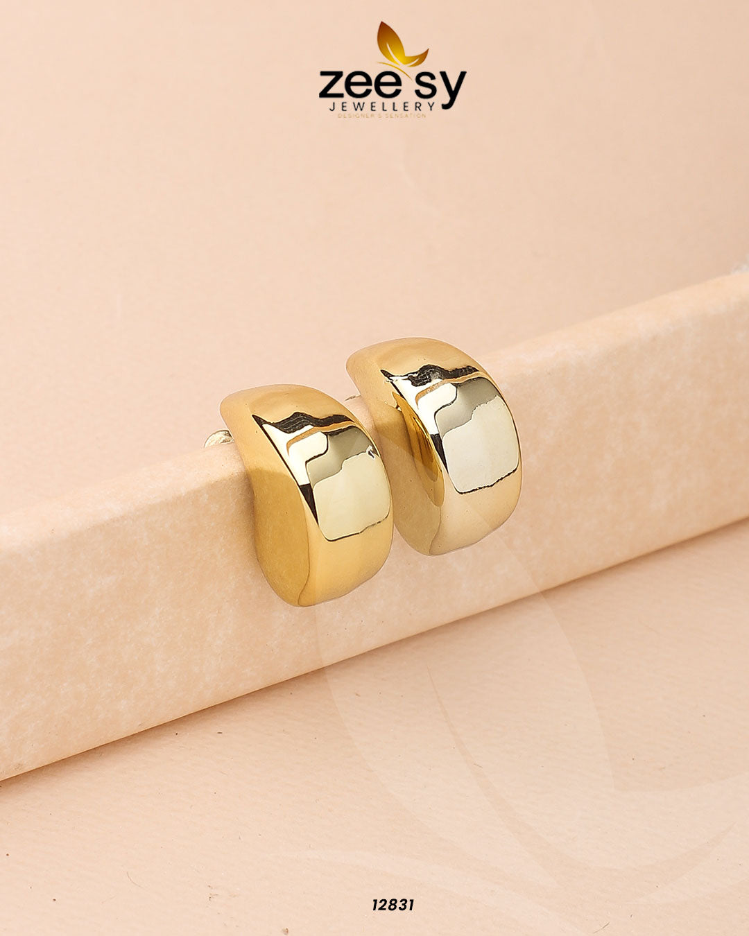 Crescent Hoop Earrings Gold