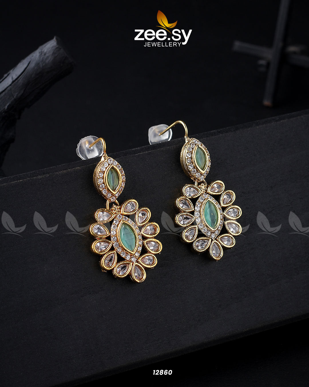 Petunia Earrings Golden Mint Green