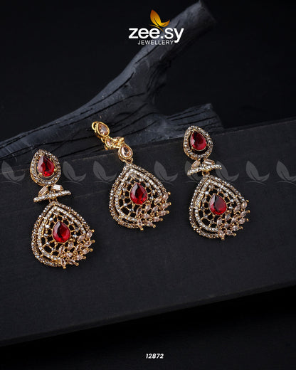 Plumeria Earrings Golden Red Champagne