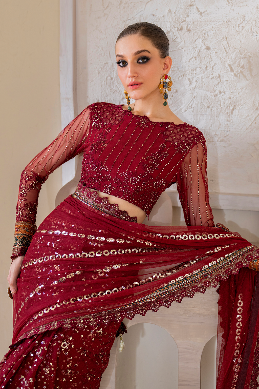 Iznik | Chinnon Chiffon | CC-49 Embroidered Net - Pakistani Designer Dress - by Iznik | Type: Formal - 100% Original at Saira Sultan