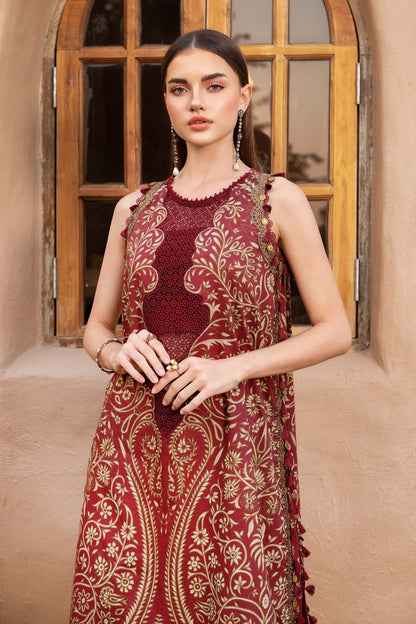 Maria B | M Prints 25 | MPT-2512-A M Maroon Lawn
