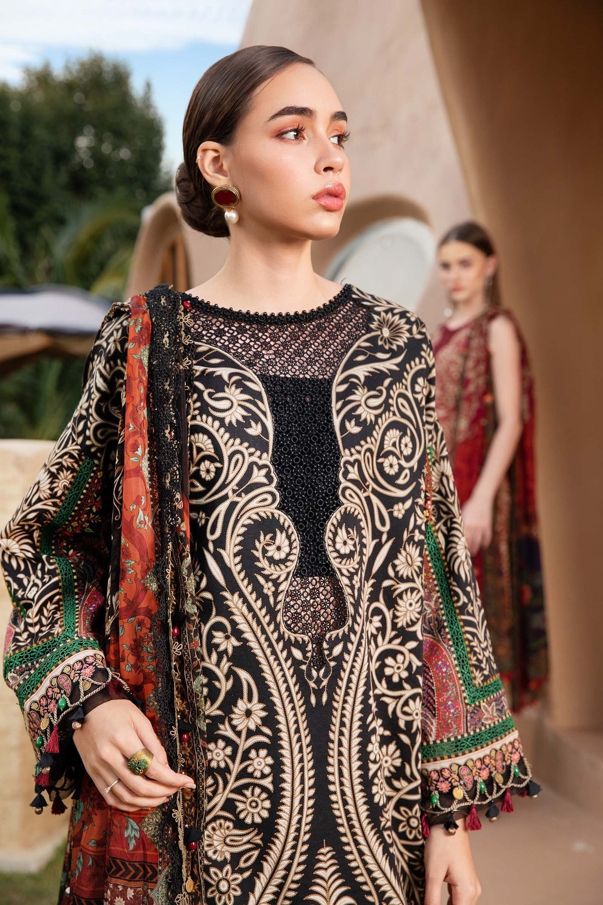 Maria B | M Prints 25 | MPT-2512-B L Black Lawn
