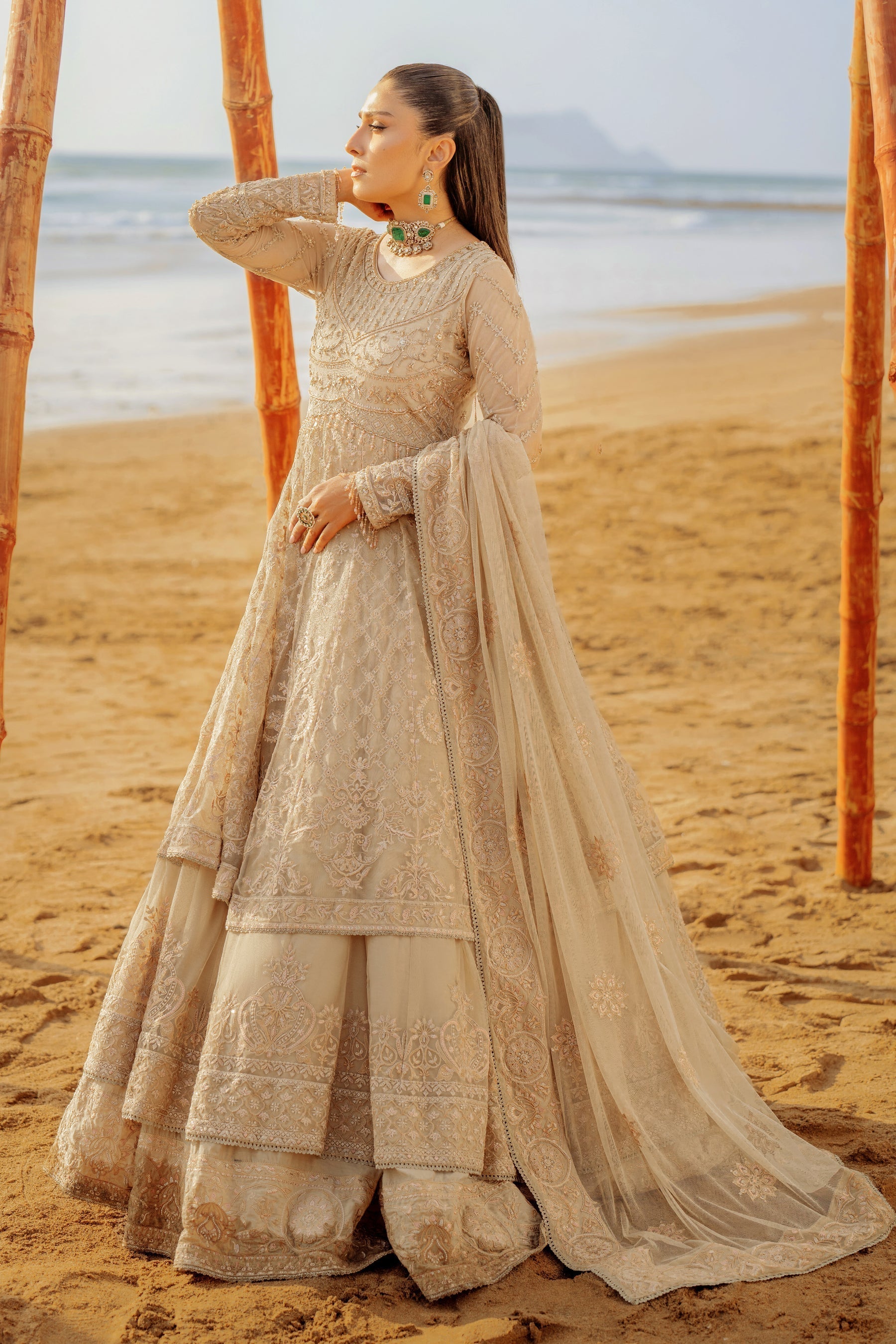 Naqshi | Sahil Kinaray | ALARA XL Beige Net