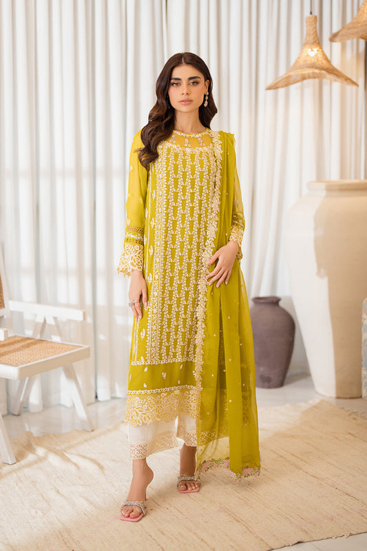 Azure | Ensembles Embroidered Formals | Amber Glow XS Mist Yellow Chiffon