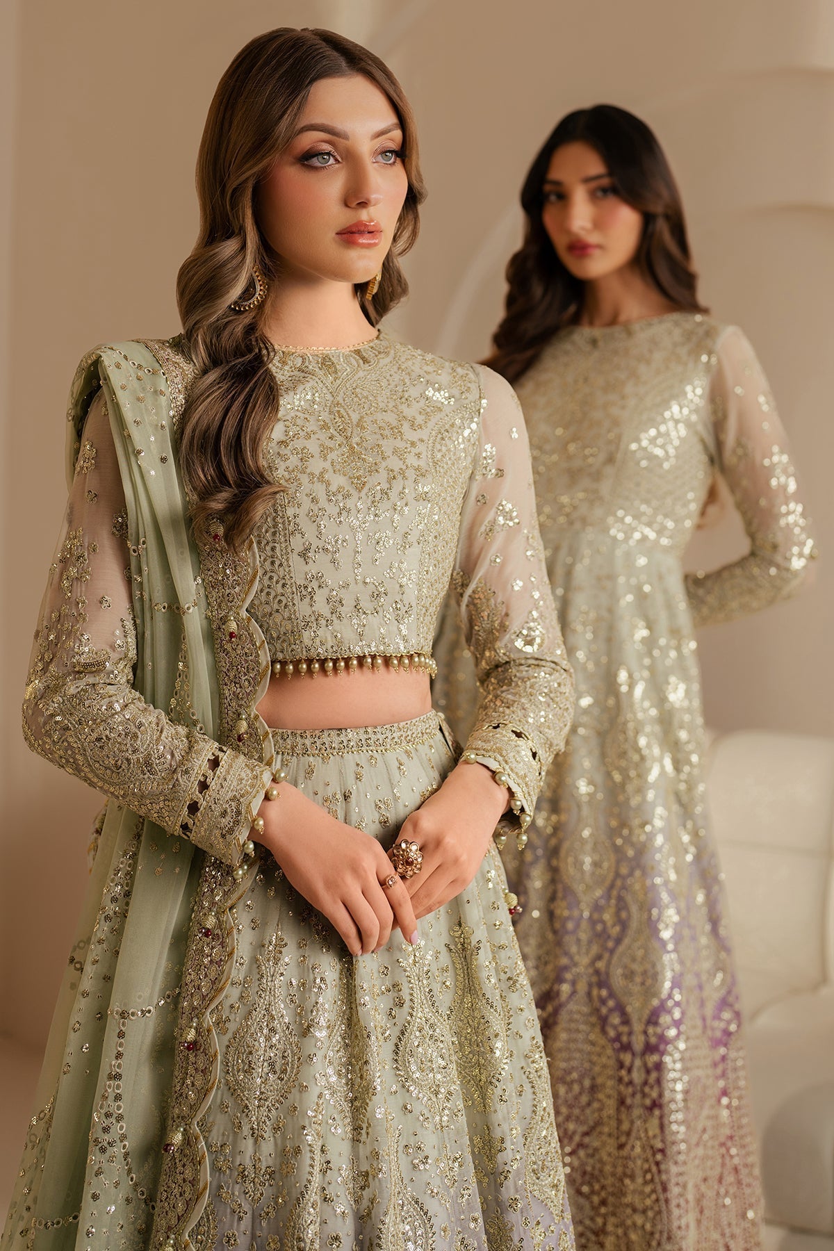 Jazmin | Wedding Formals | WF'25-09 L Mint Green Chiffon