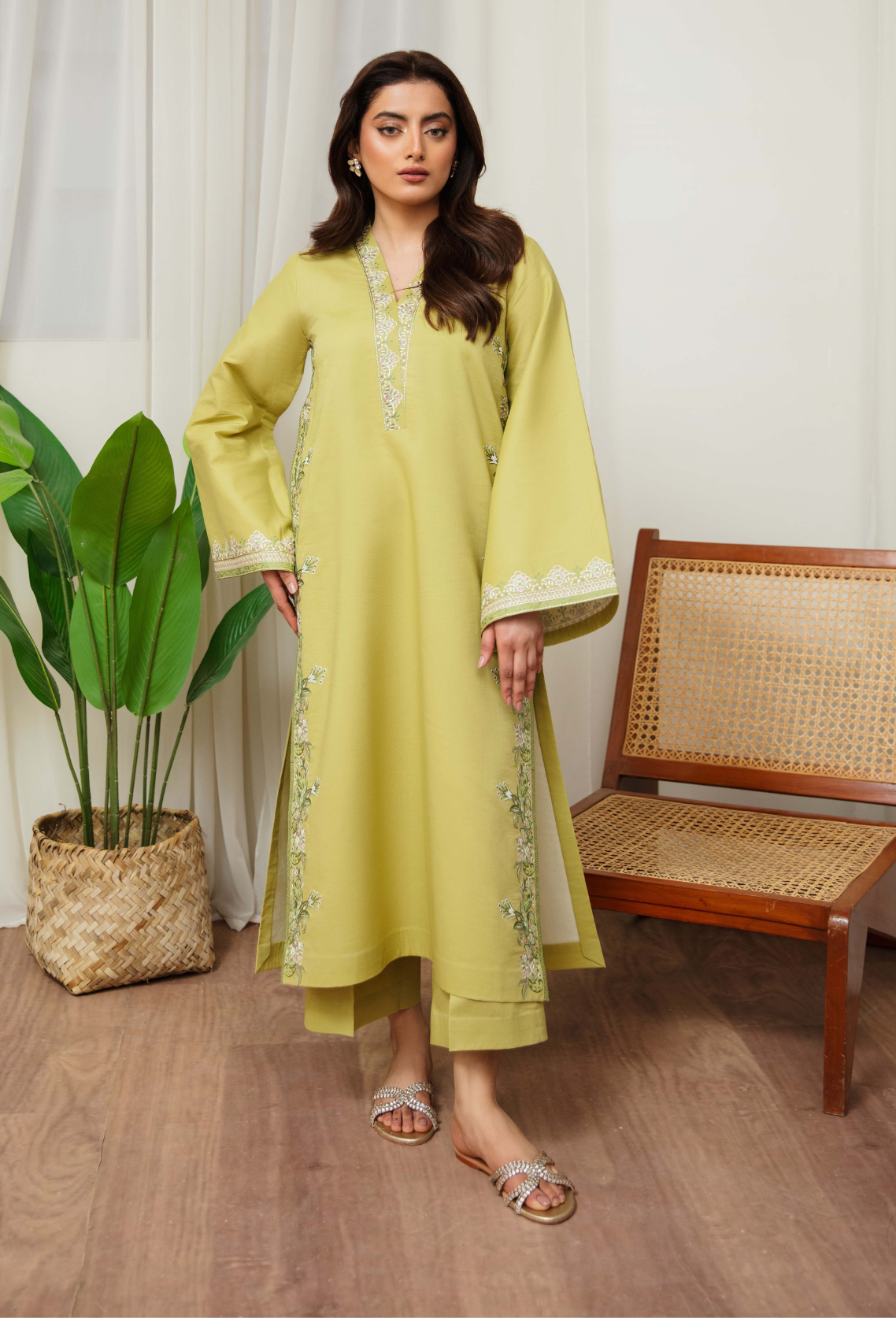 Humdum | Ayra Ready to wear | Ayra - D08 M Lime Lawn