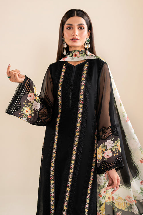 Baroque | Velvet Formals | CHIFFON UF-615 L Black Chiffon