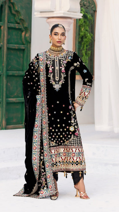 Zebtan | Andaz e Makhmal | ZAM-03 L Black Velvet
