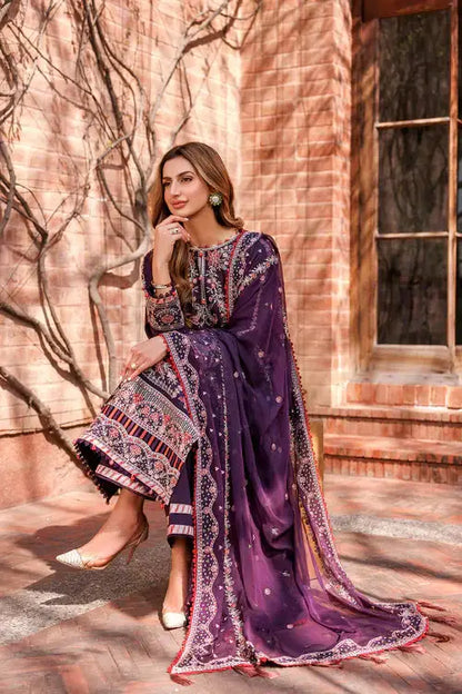 Farasha | Kaavish Lawn 24 | SHADOW BERRY - Pakistani Designer Dress - by Farasha | Type: Luxury - 100% Original at Saira Sultan