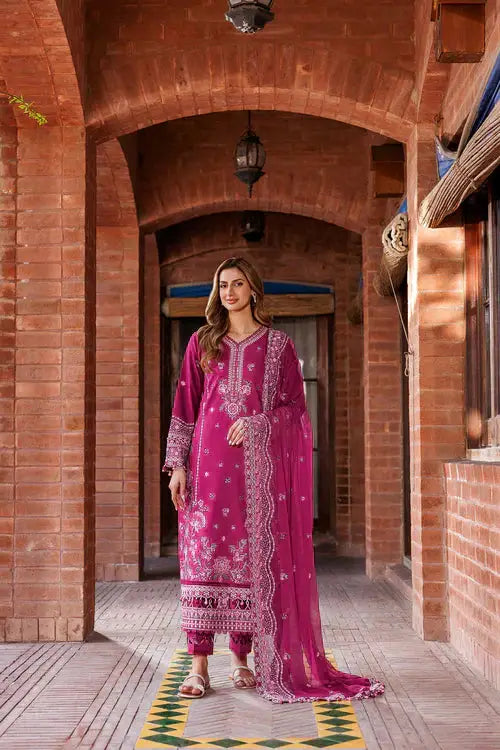 Farasha | Kaavish Lawn 24 | ROSY SOMBER - Pakistani Designer Dress - by Farasha | Type: Luxury - 100% Original at Saira Sultan