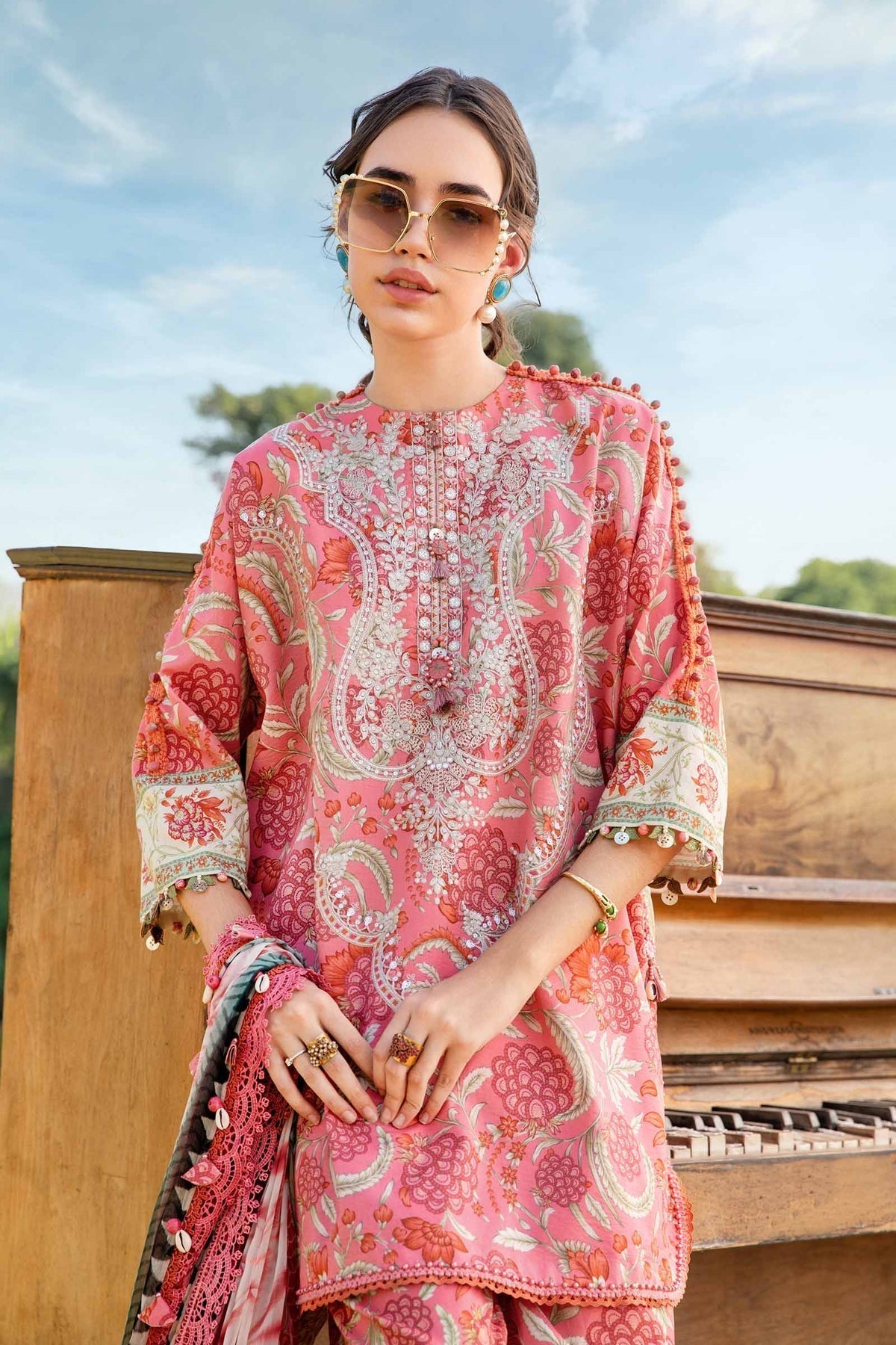 Maria B | M Prints 25 | MPT-2513-A M Pink Lawn