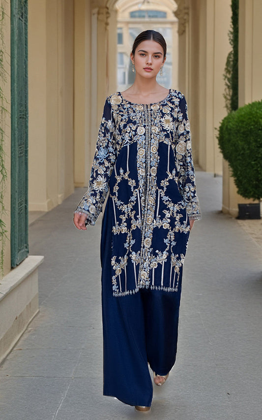 Threads and Motifs | Formal Dresses 25 | Chiffon Embroidered Shirt - Pakistani Designer Dress - by Threads and Motifs - Type : Ladies Clothes - 100% Original at Saira Sultan