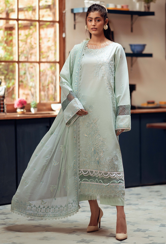 Humdum | Lala Rukh Lawn | Lalarukh - D04 XS Ice Blue Lawn