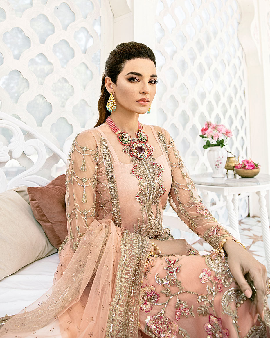 Gulaal | Wedding Formals | VOIR EMBROIDERED NET 3-PIECE SUIT WS-07 - FLEUR DE ROSE WEDDING FORMALS - Pakistani Designer Dress - by Gulaal | Type: Bridal - 100% Original at Saira Sultan