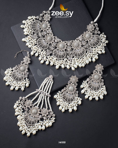 Yarrow Bridal Set Silver Pearl
