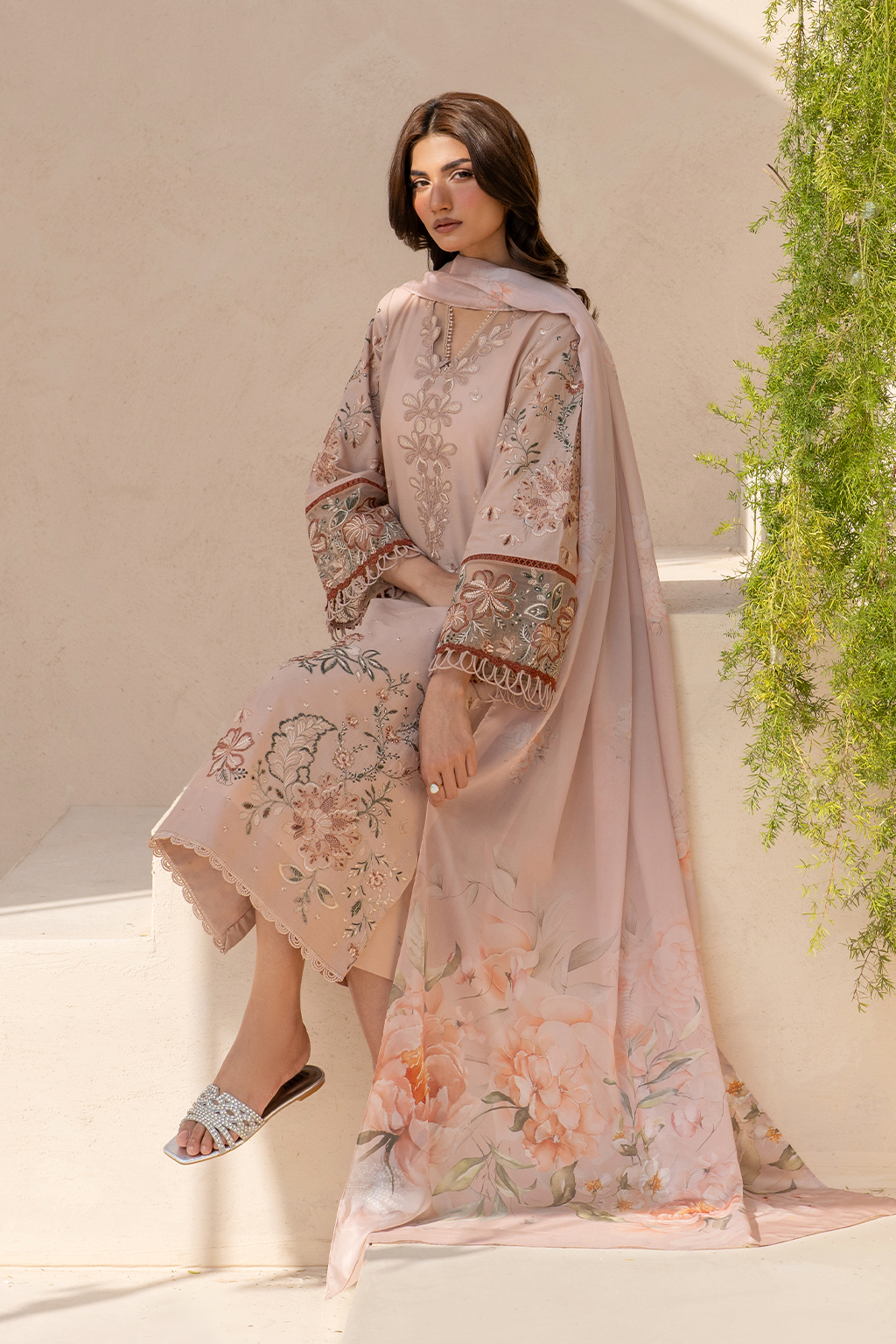 Iznik | Festive Lawn 25 | EFL-02 Custom Size Beige Lawn