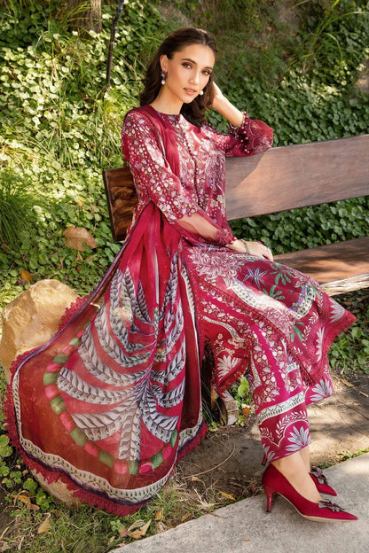 Maria B | M Prints 25 | MPT-2514-B L Maroon Lawn