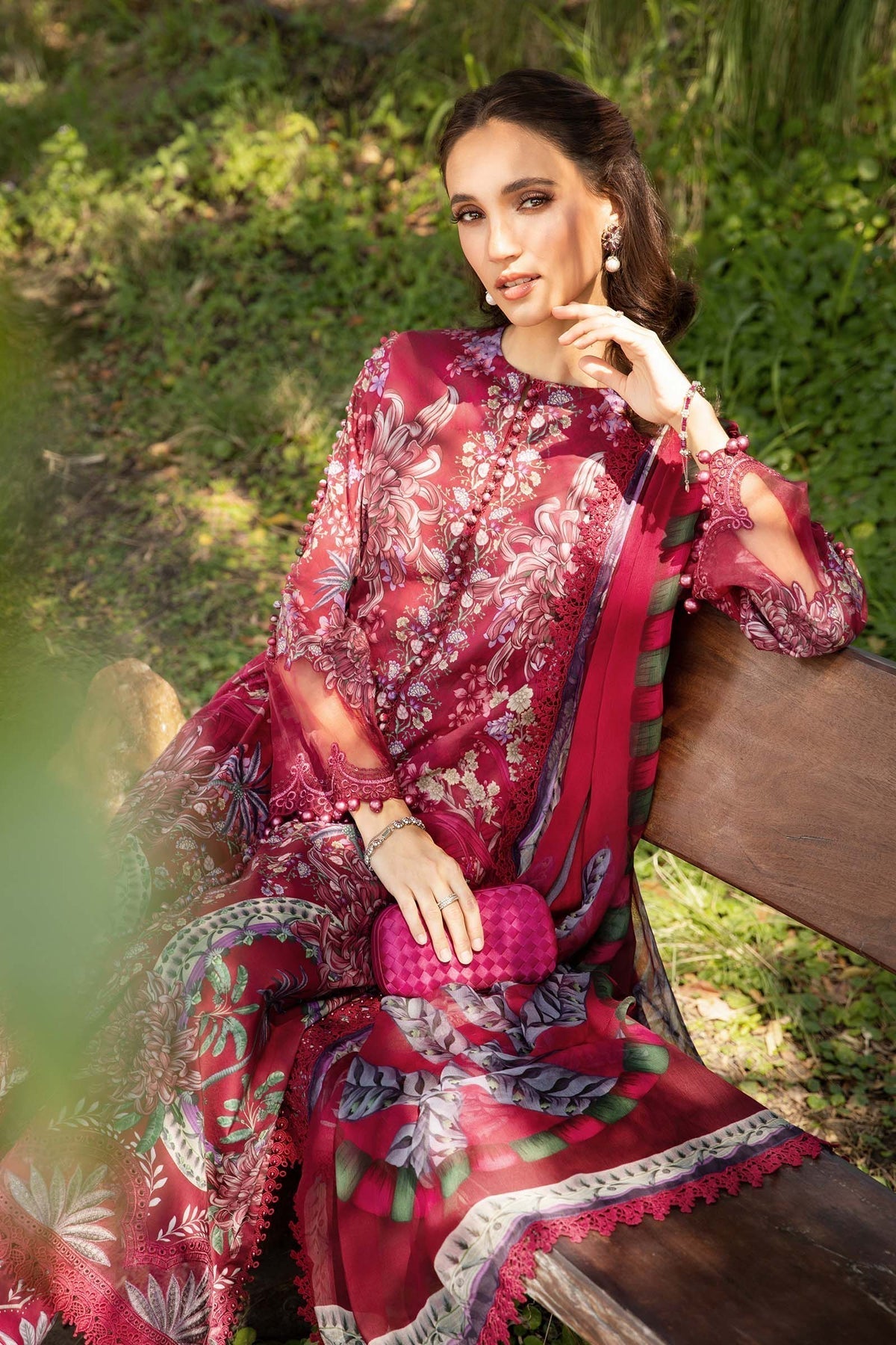 Maria B | M Prints 25 | MPT-2514-B M Maroon Lawn