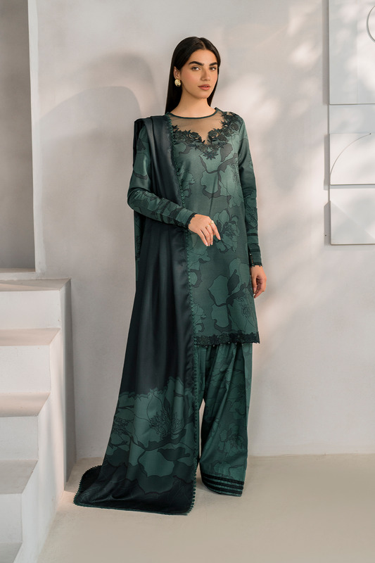 Iznik | Exclusive Winter | UE-352 XS Teal Green Slub Khaddar