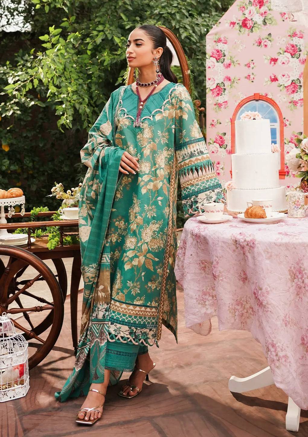 Elaf Premium | Printed Collection 24 | EEP-04B - Chic Teal - Pakistani Designer Dress - by Elaf Premium | Type: Casuals - 100% Original at Saira Sultan