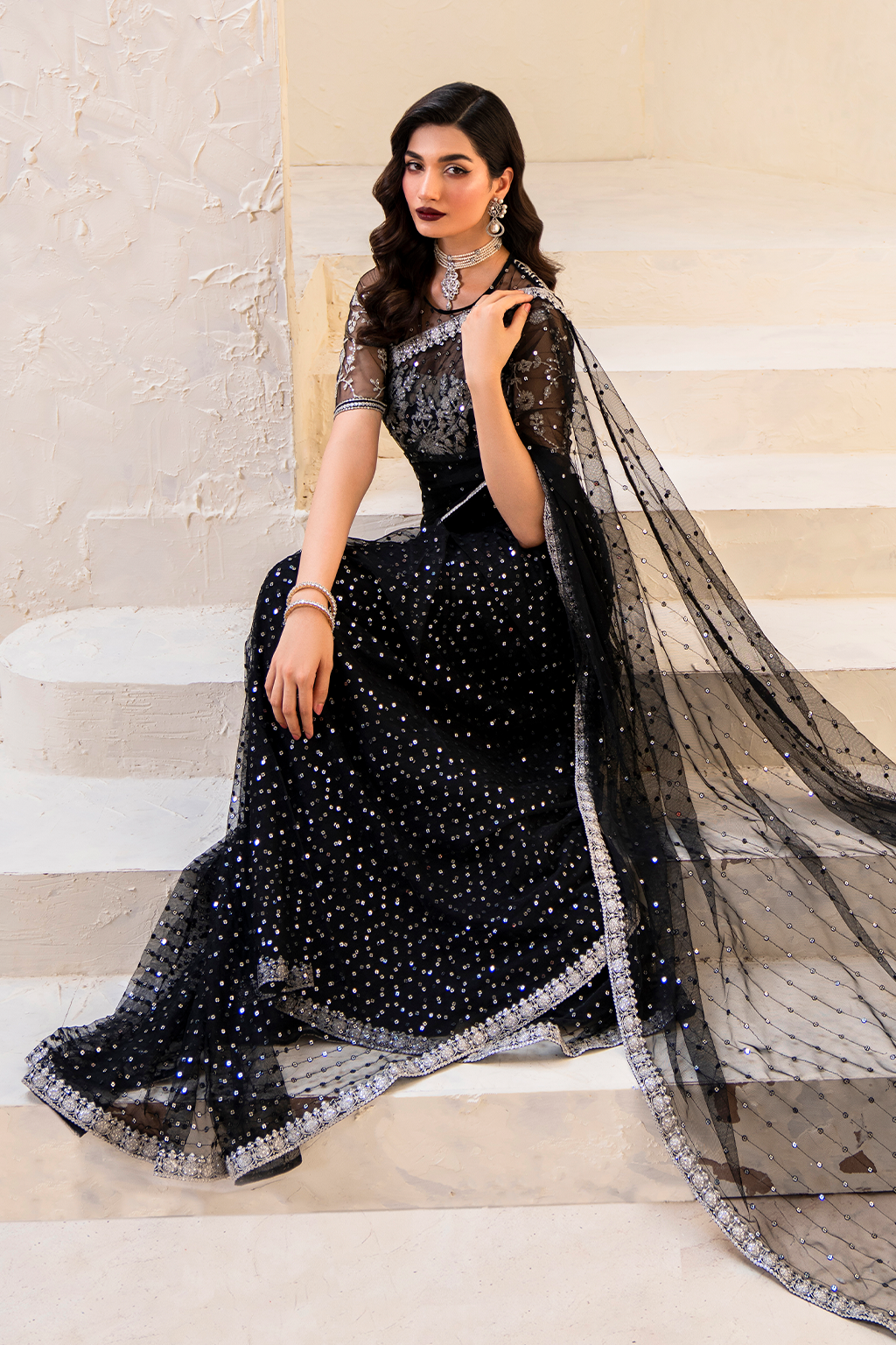 Iznik | Chinnon Chiffon | CC-50 Embroidered Net - Pakistani Designer Dress - by Iznik | Type: Formal - 100% Original at Saira Sultan