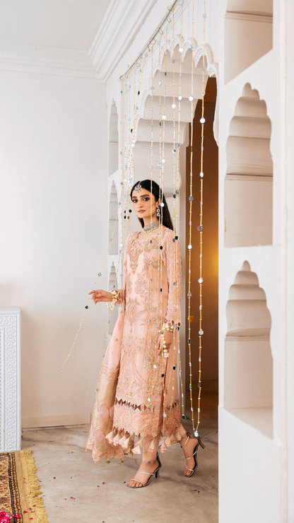 Zebtan | Zircon Wedding Formals | SHAMA ZQ-05 M Pale Peach Chiffon