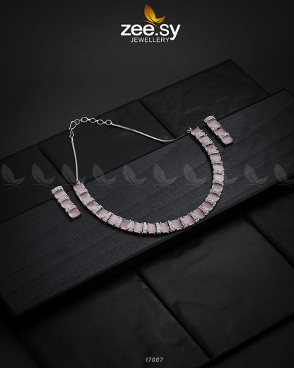 Shimmering Necklace Silver Mint Pink