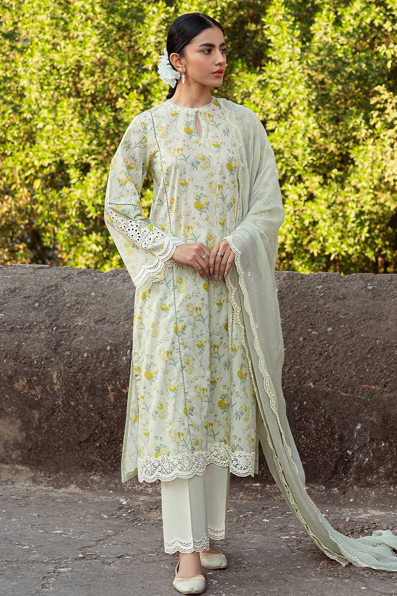 Cross Stitch | Premium Lawn 24 | LIME PRIMROSE - Pakistani Designer Dress - by Cross Stitch | Type: Formal - 100% Original at Saira Sultan