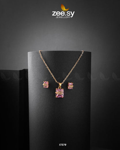 Cubic Sterling Pendant Pink
