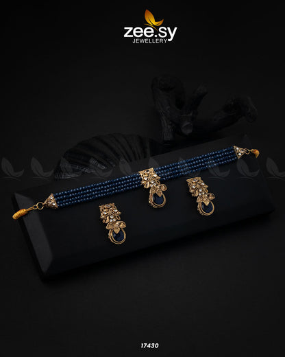 Egyptian Choker Necklace Golden Blue