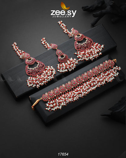 Amaira Chokar Necklace Set Red