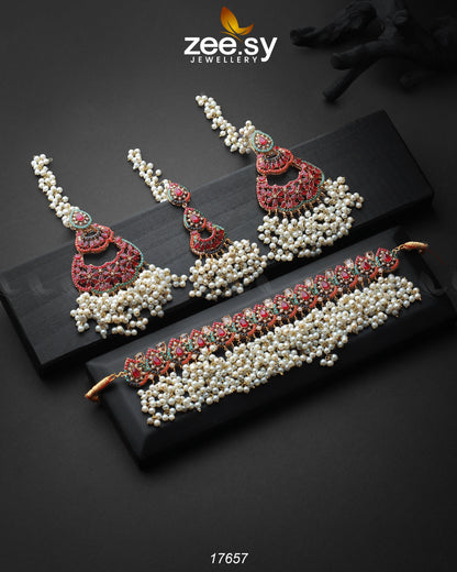 Amaira Chokar Necklace Set Multi