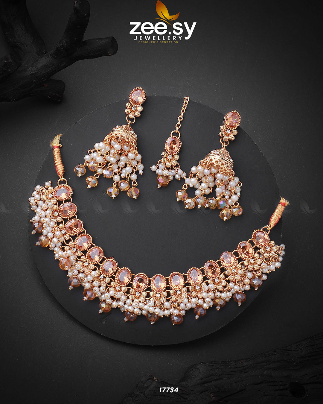 Celosia Necklace Golden Champagne