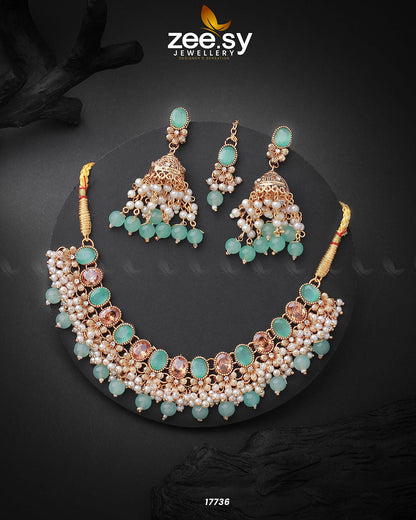Celosia Necklace Golden Mint Green
