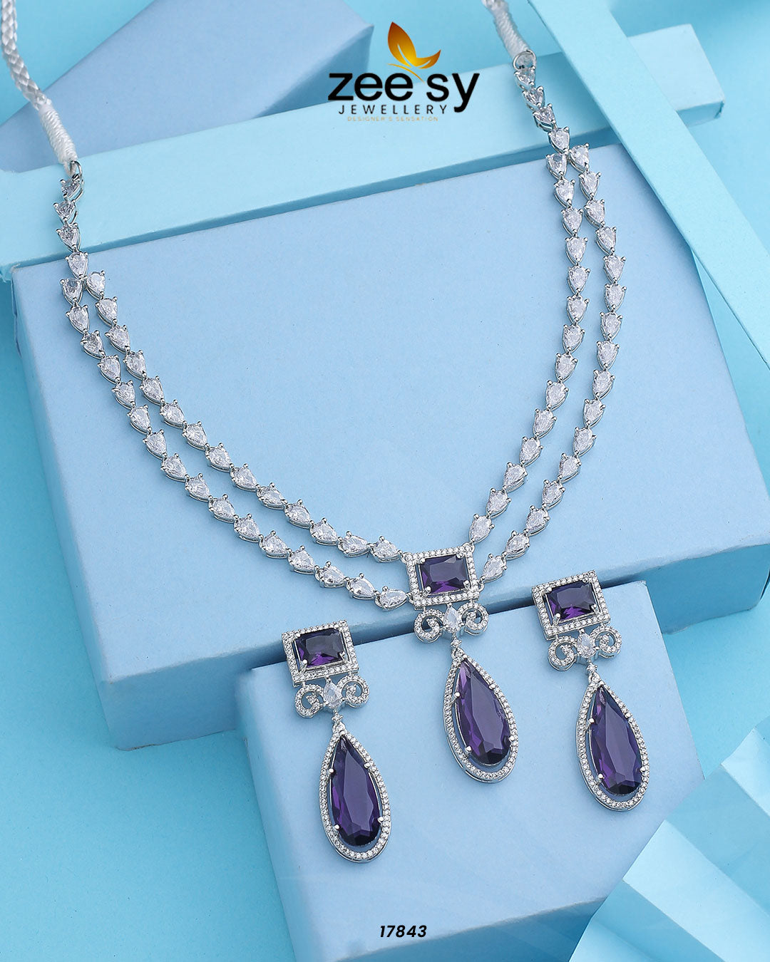 Unique Necklace Silver Purple