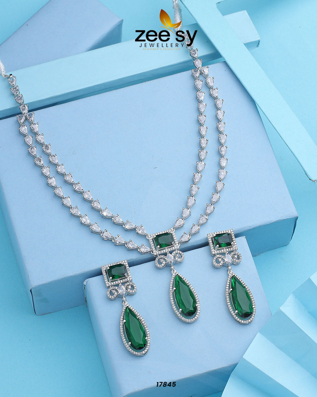 Unique Necklace Silver Bottle Green