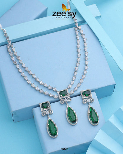 Unique Necklace Silver Bottle Green