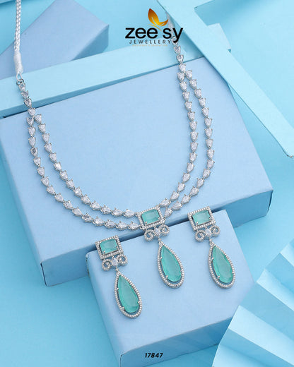 Unique Necklace Silver Mint Green