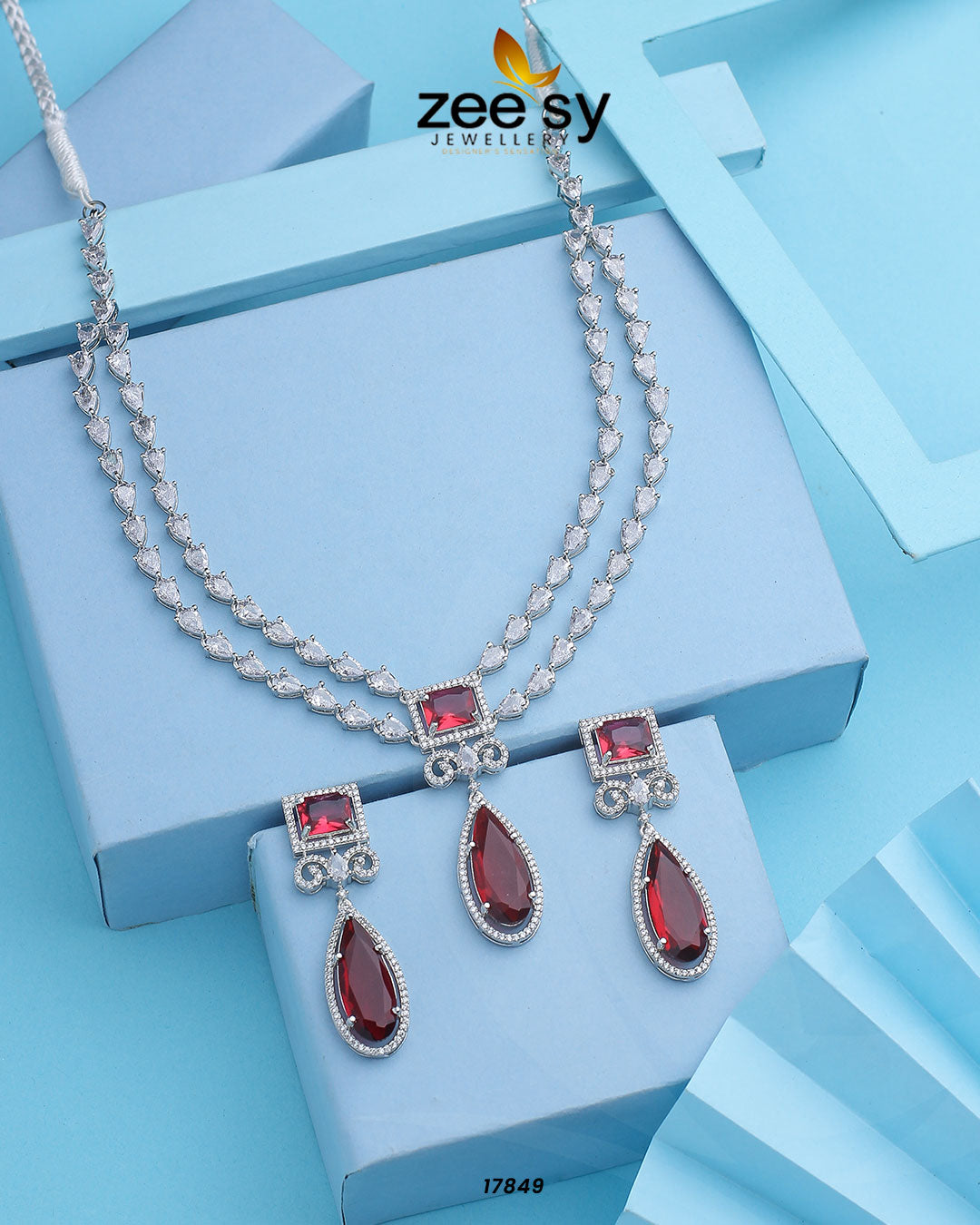 Unique Necklace Silver Red