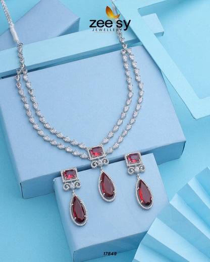 Unique Necklace Silver Red