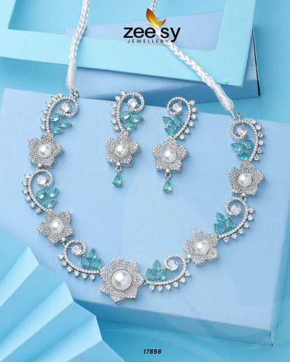 Rosalinda Necklace Silver Teal
