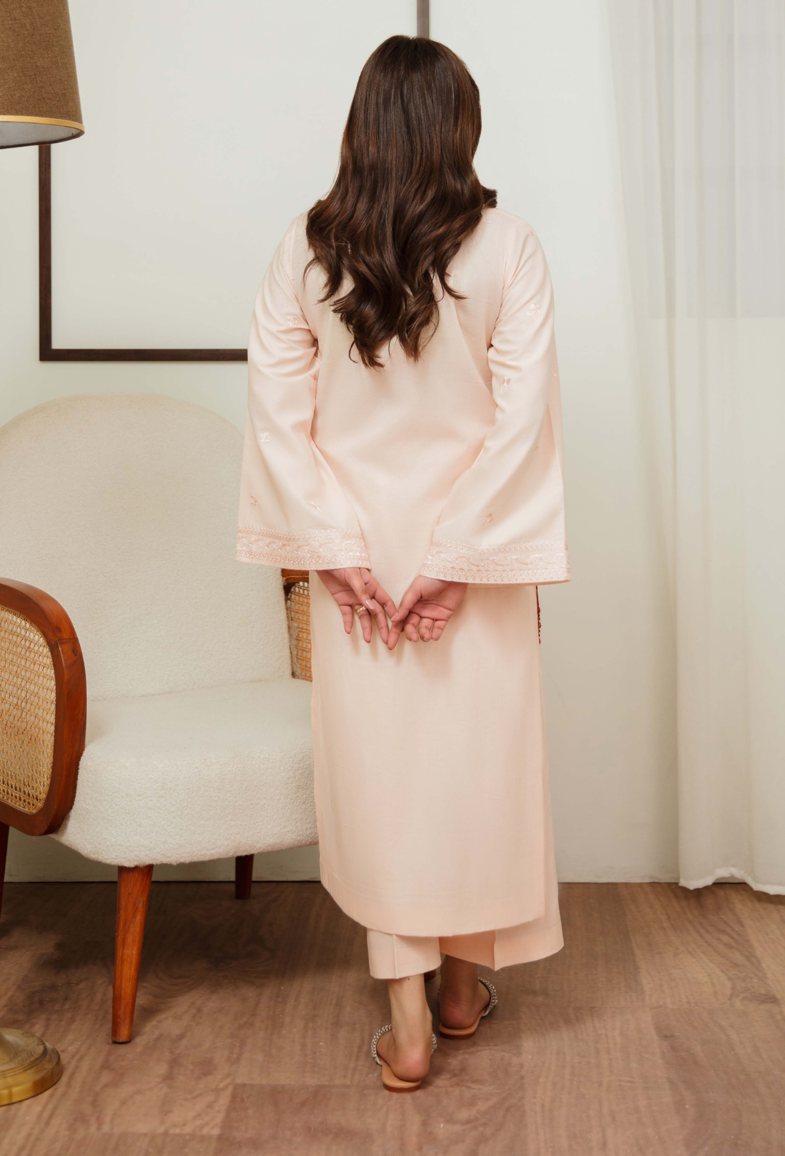 Humdum | Ayra Ready to wear | Ayra - D10 S Pale Peach Lawn