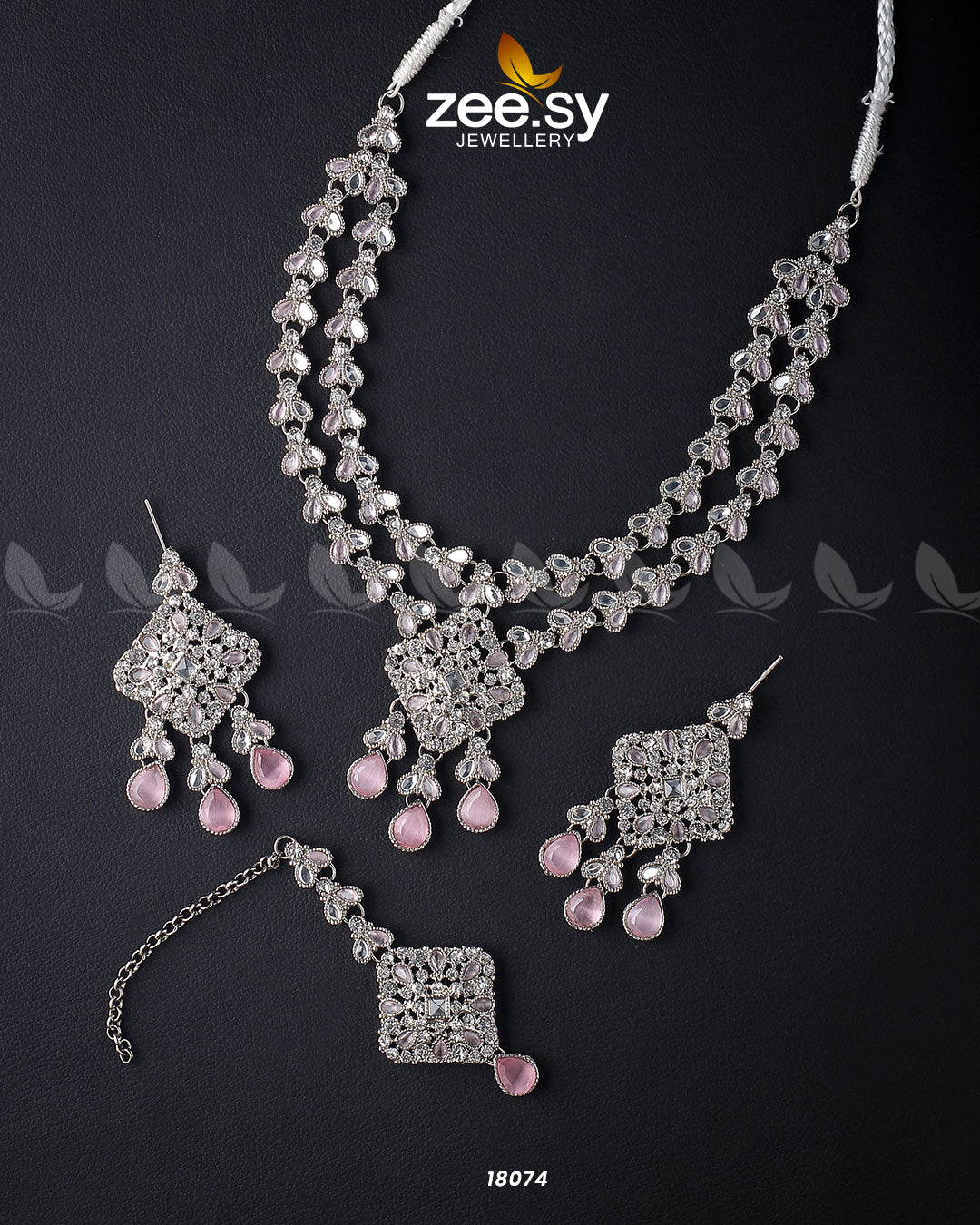Juggan Necklace Set Silver Mint Pink