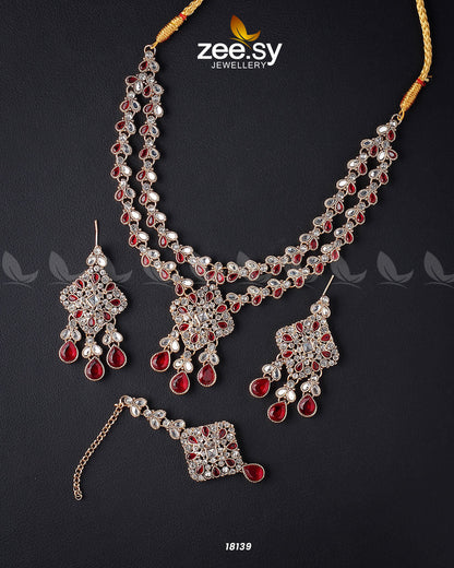Juggan Necklace Set Golden Red